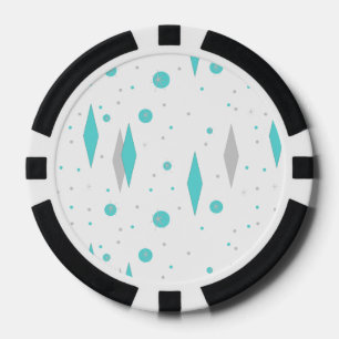 Retro Turquoise Diamond & Starburst Poker Chips