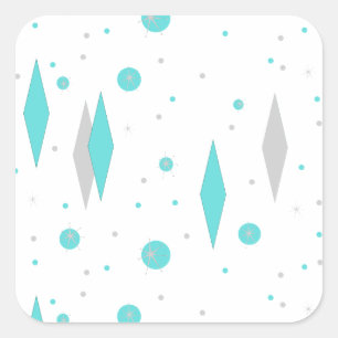 Retro Turquoise Diamond & Starburst Stickers