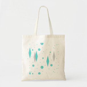 Retro Turquoise Diamond & Starburst Tote Bag