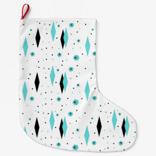 Retro Turquoise Diamonds Christmas Stocking