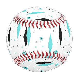 Retro Turquoise Diamonds & Starbursts Baseball