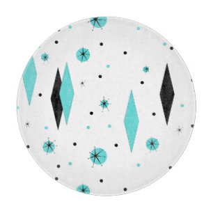 Retro Turquoise Diamonds Starbursts Cutting Board