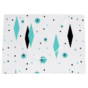 Retro Turquoise Diamonds & Starbursts Gift Bag