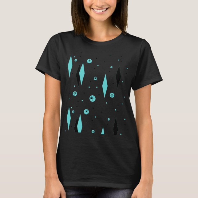 Retro Turquoise Diamonds & Starbursts T-Shirt (Front)