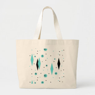 Retro Turquoise Diamonds & Starbursts Tote Bag