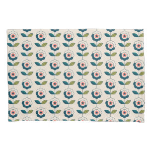 Retro Turquoise Floral Pattern Pillowcase