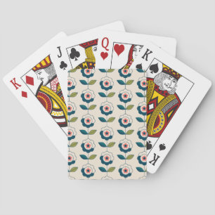 Retro Turquoise Floral Pattern Playing Cards