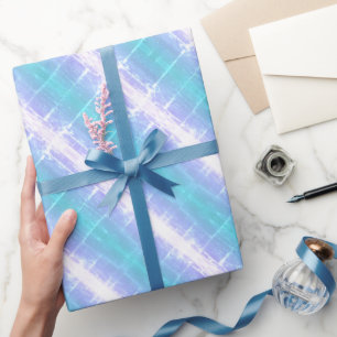 Retro Turquoise & Light Purple Stripes Wrapping Paper