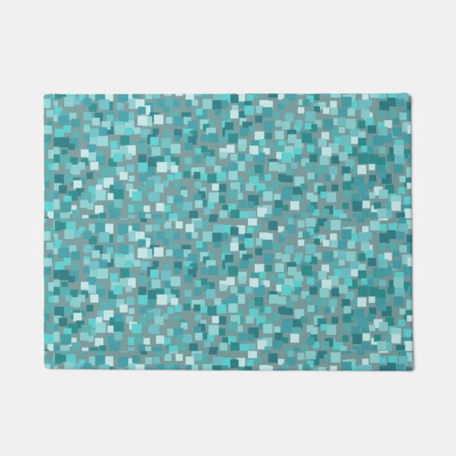 Retro Turquoise Mosaic Rug Doormat  (Front)