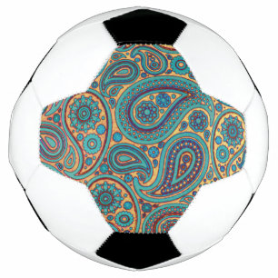 Retro Turquoise Rainbow Paisley motif Football