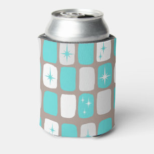 Retro Turquoise Starbursts Can Cooler