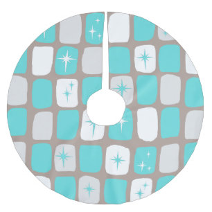 Retro Turquoise Starbursts Christmas Tree Skirt