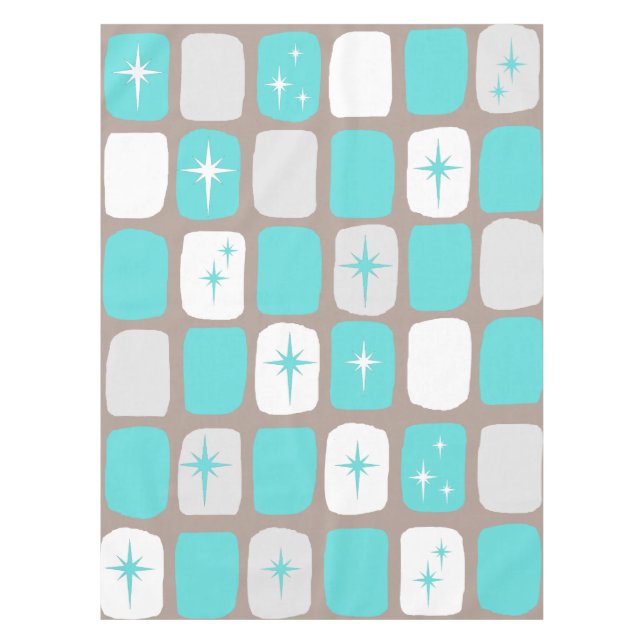 Retro Turquoise Starbursts Tablecloth *large print (Front)
