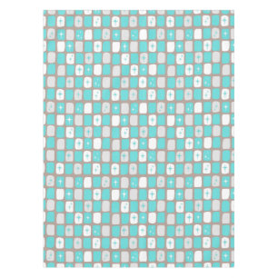 Retro Turquoise Starbursts Tablecloth *small print