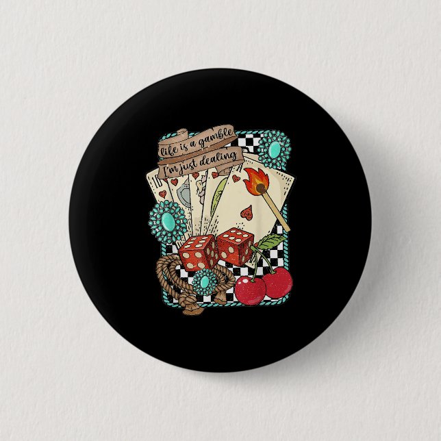 Retro Turquoise Western Wild West Cowboy Cowgirl  6 Cm Round Badge (Front)