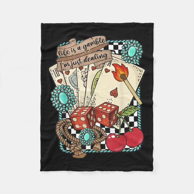 Retro Turquoise Western Wild West Cowboy Cowgirl  Fleece Blanket (Front)