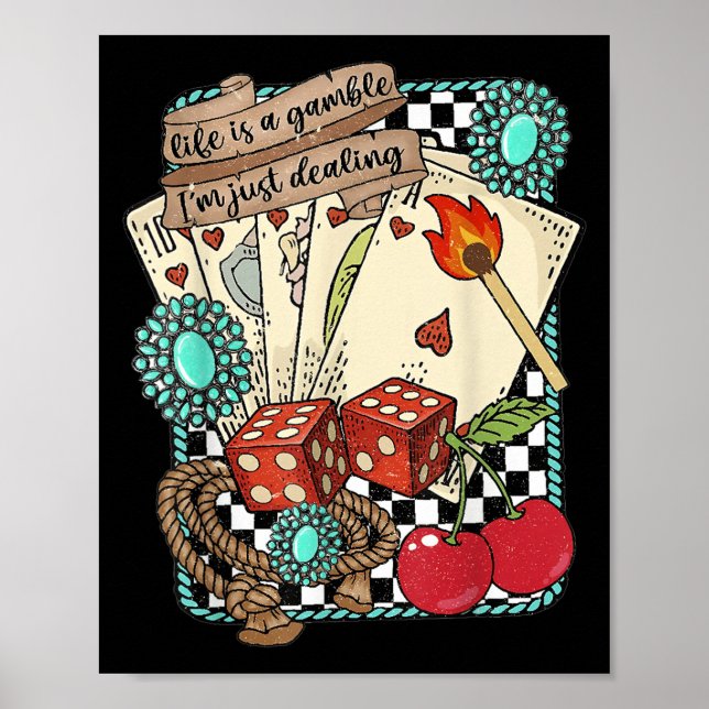 Retro Turquoise Western Wild West Cowboy Cowgirl  Poster (Front)