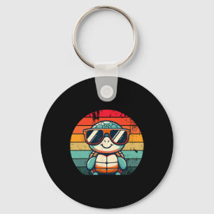 Retro Turtle In Sungles Bbq Pool Party Funny Turtl Key Ring