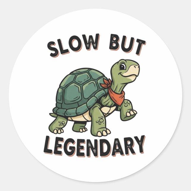 Retro Turtle Legendary Quote Vinyl Sticker (Front)