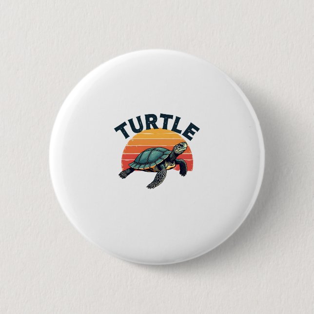 Retro Turtle T-Shirt 6 Cm Round Badge (Front)