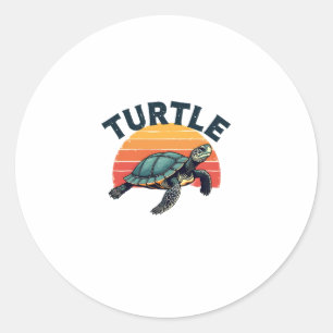 Retro Turtle T-Shirt Classic Round Sticker
