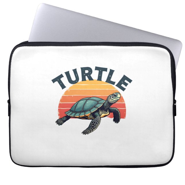 Retro Turtle T-Shirt Laptop Sleeve (Front)