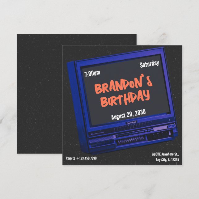 Retro tv aesthetic birthday Invitation (Front/Back)