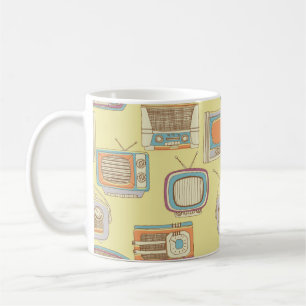 retro tv and radio. seamless pattern coffee mug