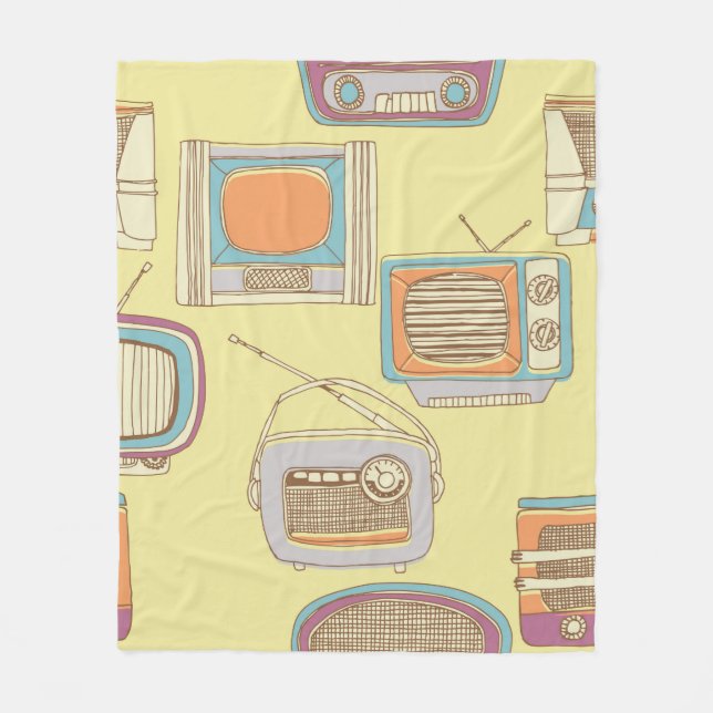 retro tv and radio. seamless pattern fleece blanket (Front)