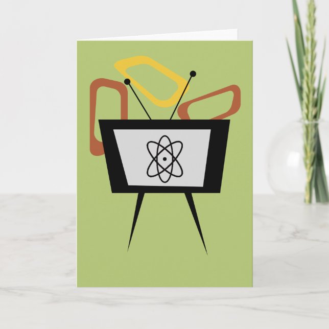 Retro TV Blank Folded Greeting Card (Front)