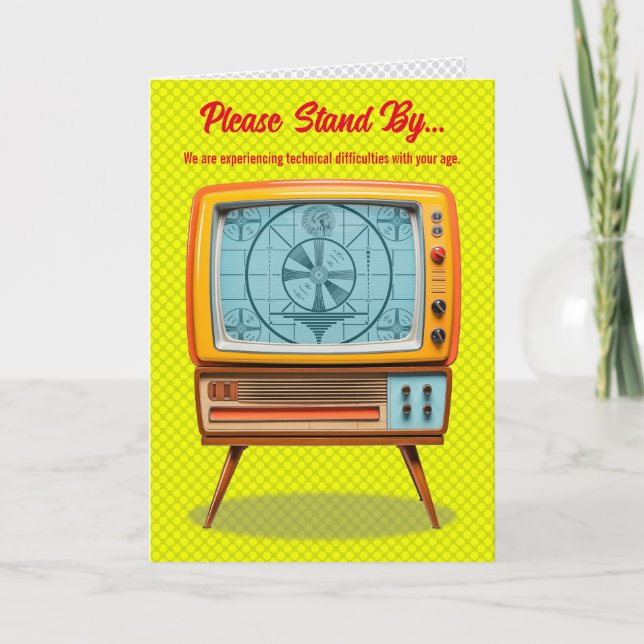 Retro TV Custom Birthday Card (Front)