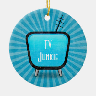Retro TV Junkie Ceramic Tree Decoration