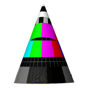 Retro TV no signal illustration. Party Hat