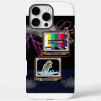 Retro TV No Signal Ocean Storm Surreal Art