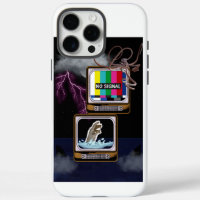 Retro TV No Signal Ocean Storm Surreal Art