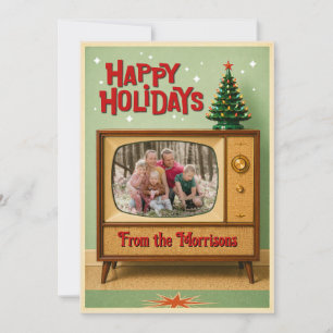 Retro TV Photo Happy Holidays Cards