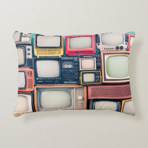 Retro TV receivers set from circa 60s, 70s and 80s Decorative Cushion