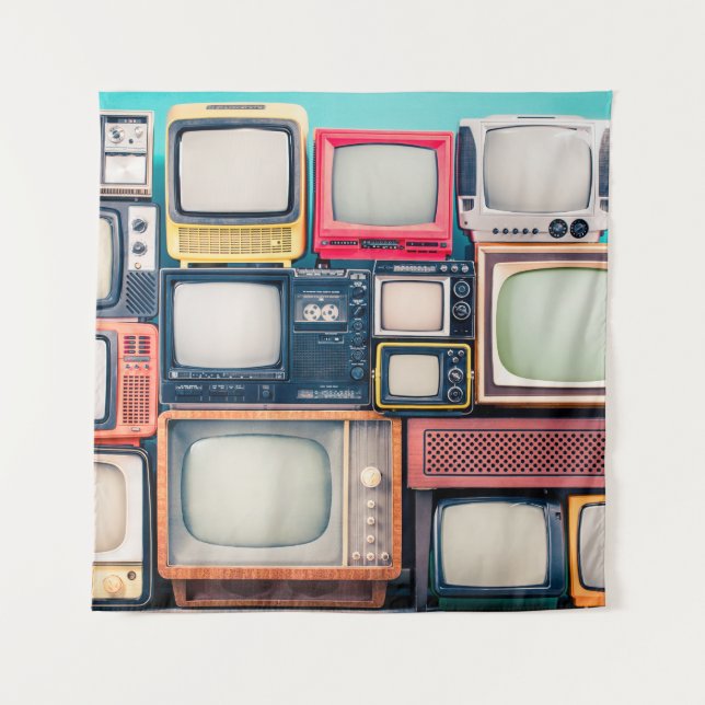Retro TV receivers set from circa 60s, 70s and 80s Tapestry (Front)