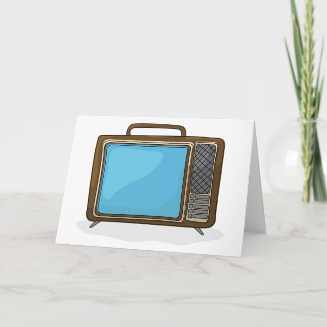 Retro TV Television Greeting Cards (Front)