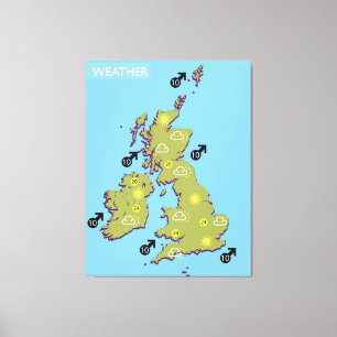 Retro TV Weather Map of the British Isles. Canvas Print