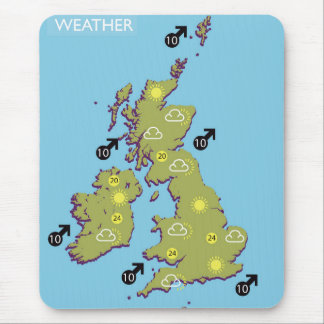 Retro TV Weather Map of the British Isles. Mouse Mat