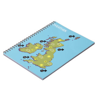 Retro TV Weather Map of the British Isles. Notebook