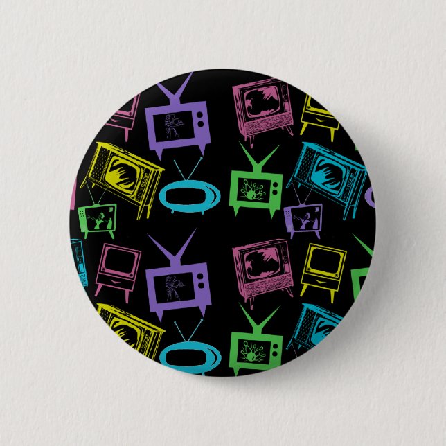 Retro TVs 6 Cm Round Badge (Front)