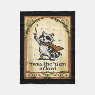 Retro Twas The Tism Mlord Funny Wizard Racoon Aut Fleece Blanket