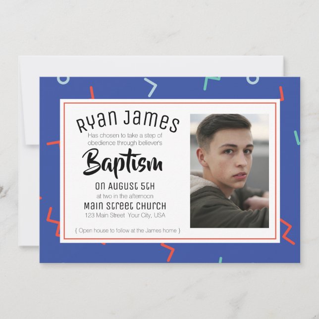 Retro Tween/Teen Baptism Invitation (Front)