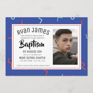 Retro Tween/Teen Baptism Invitation