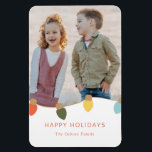 Retro Twinkle Lights Magnet<br><div class="desc">Bright and colourful modern holiday design featuring a retro Christmas lights illustration that can also be personalised with your photo and text.  Photo by Emma Goldsmith on Unsplash</div>