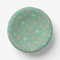 Retro Twinkling Stars Midcentury Pattern Teal Pink
