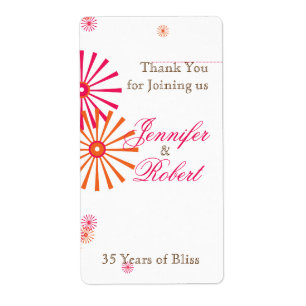 Retro Twist Starburst Anniversary Wine Label