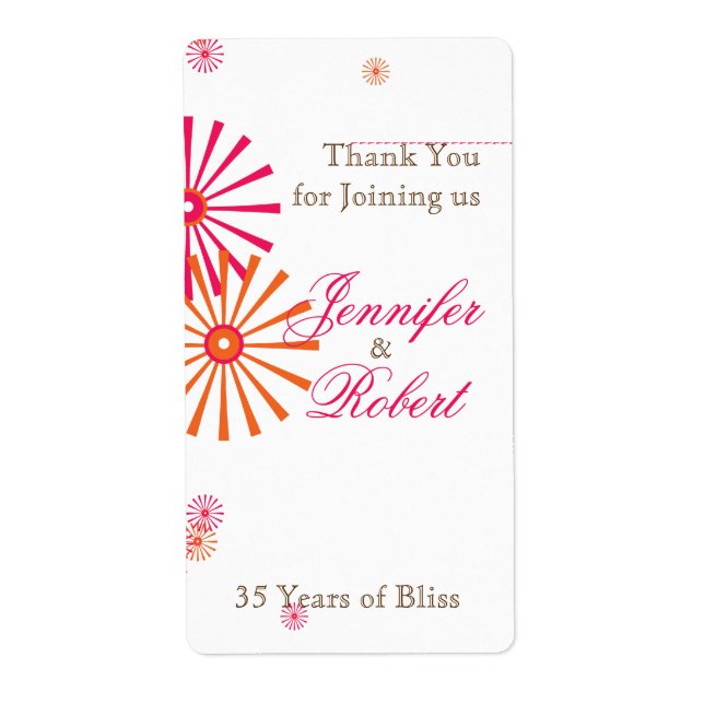 Retro Twist Starburst Anniversary Wine Label (Front)